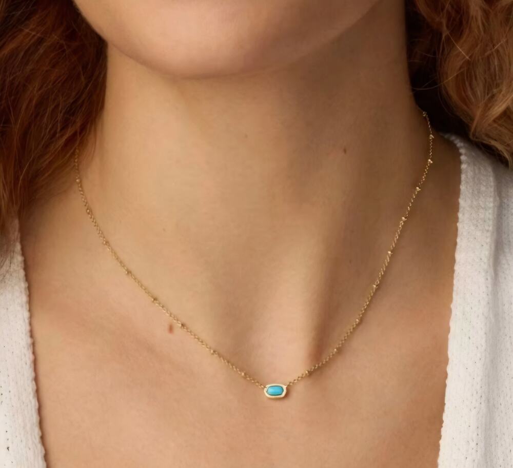 Kendra Scott Mini Elisa Gold Satellite Pendant Necklace Turquoise Magnesite NWT